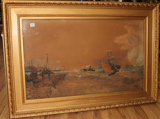 Thomas Bush Hardy (1842-1897) Vessels making for Scarborough Harbour 30.5 x 51in.